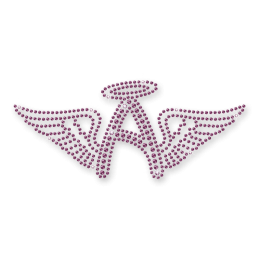 Rhinestone Shining Purple Wings Iron On Motif